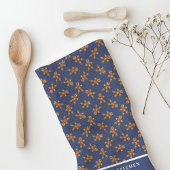 ジンジャーブレッドマン ポルカドット ネイビー オーダーメイド クリスマス キッチンタオル