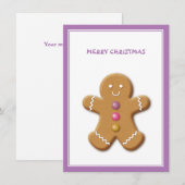 ジンジャーブレッドマン メリークリスマス パープル ノートカード (正面/裏面)