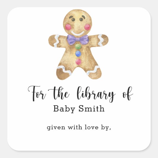 ジンジャーブレッドマン - ライブラリ用 スクエアシール (正面)