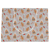 ジンジャーブレッドマン、家とキャンディ ラージペーパーバッグ (正面)