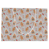 ジンジャーブレッドマン、家とキャンディ ラージペーパーバッグ (裏面)