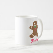 ジンジャーブレッドマン(緑の蝶ネクタイとピンクボタン付き) コーヒーマグカップ (正面右)