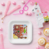 ジンジャーブレッドマン ７インチ 角型 紙皿 (パーティー)