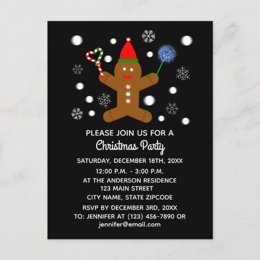 ジンジャーブレッドマン #2 招待状ポストカード (正面)