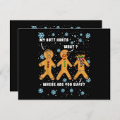 ジンジャーブレッドマン Cookie お尻が痛い 面白いクリスマス シーズンカード (正面/裏面)