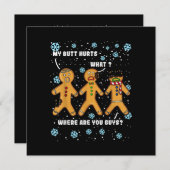 ジンジャーブレッドマン Cookie お尻が痛い 面白い クリスマス 招待状 (正面/裏面)