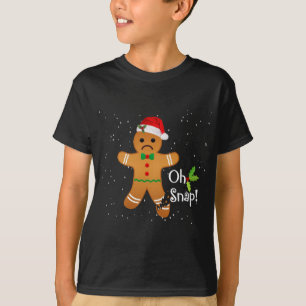 ジンジャーブレッドマン- Oh Snap おもしろい Cute Christmas Tシャツ