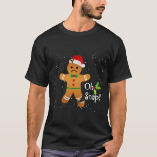 ジンジャーブレッドマン- Oh Snap おもしろい Cute Christmas Tシャツ
