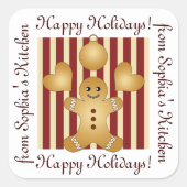 ジンジャーブレッドマンCookie自家製パッケージラベル スクエアシール (正面)