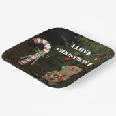 ジンジャーブレッドマンI好きクリスマスキャンディーケーン ペーパープレート (傾斜あり)