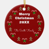 ジンジャーブレッドマンnキャンディカンパーソナライズされた セラミックオーナメント (正面)