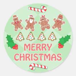 ジンジャーブレッドメリークリスマスクッキーのシール ラウンドシール