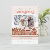 ジンジャーブレッドモダンハウスメリークリスマスフォト シーズンカード (スタンド正面)