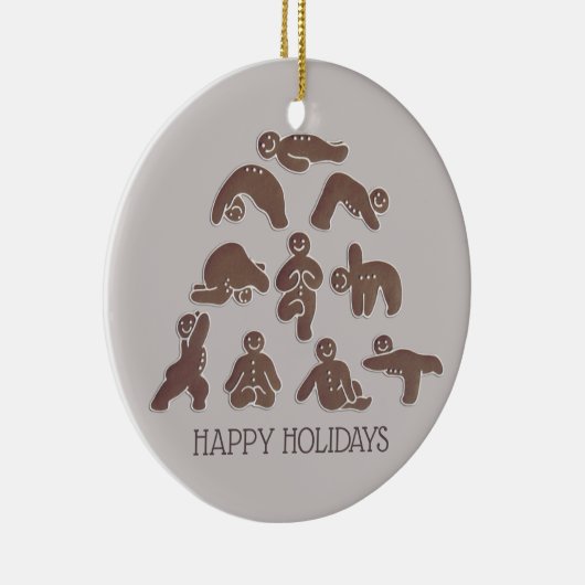 ジンジャーブレッドヨガジャストハッピーホリデーを呼吸 セラミックオーナメント (右)