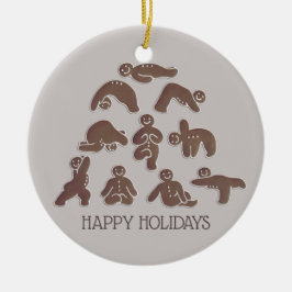 ジンジャーブレッドヨガジャストハッピーホリデーを呼吸 セラミックオーナメント