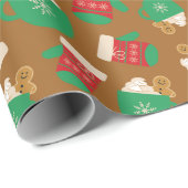 ジンジャーブレッドラテクリスマスグローブブラウンシームレス ラッピングペーパー (ロールコーナー)