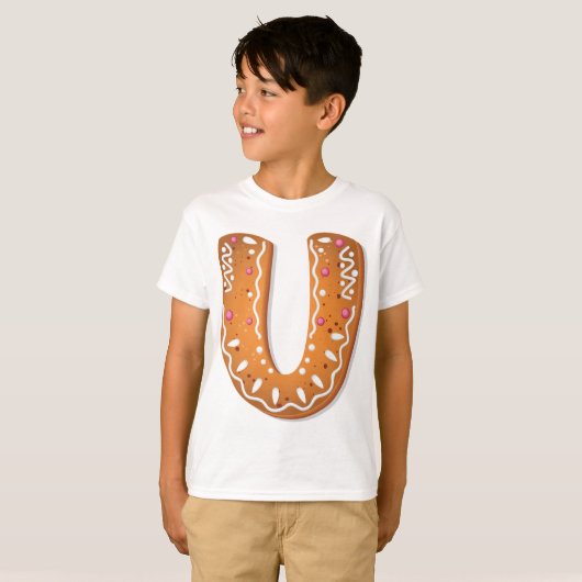 ジンジャーブレッドレターUモノグラム ホリデークッキー Tシャツ (正面フル)