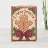 ジンジャーブレッドヴィンテージ喜びメリークリスマス シーズンカード (正面)
