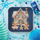 ジンジャーブレッド一家 ペーパープレート (パーティー)