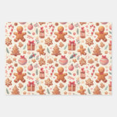 ジンジャーブレッド人々は木を星キャンディーキャンクッキー ラッピングペーパーシート (正面)