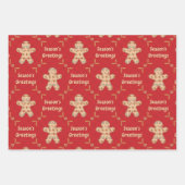 ジンジャーブレッド切り出しシーズンズグリーティング水玉模様 ラッピングペーパーシート (正面2)