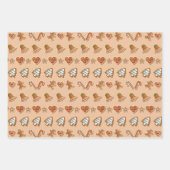 ジンジャーブレッド切り出しシーズンズグリーティング水玉模様 ラッピングペーパーシート (正面)