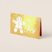 ジンジャーブレッド喜びスクリプト写真レッド金ゴールド星白 箔カード (正面)