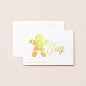 ジンジャーブレッド喜びスクリプト写真レッド金ゴールド星白 箔カード (裏面封筒付き)