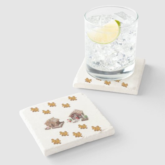 ジンジャーブレッド大理石コースタークリスマス ストーンコースター (横)