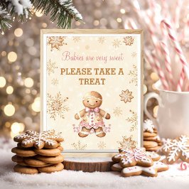 ジンジャーブレッド女の子クリスマスベビーシャワー好意のサイン ポスター
