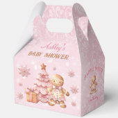 ジンジャーブレッド女の子ピンクのクリスマスベビーシャワー大 フェイバーボックス (裏面)