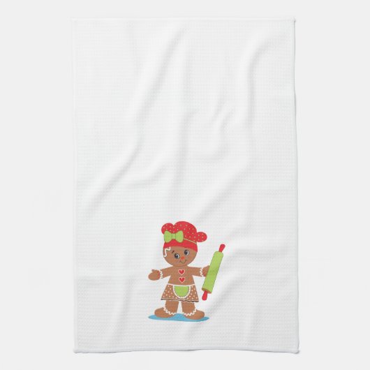 ジンジャーブレッド女子クリスマスタオル キッチンタオル (縦)