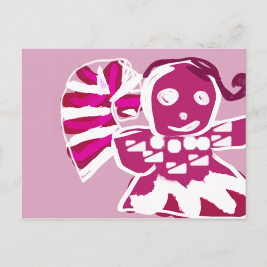 ジンジャーブレッド女性ピンク ポストカード (正面)