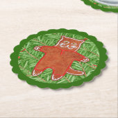 ジンジャーブレッド子猫スカロップラウンドコースター/グリーン ペーパーコースター (アングル)