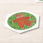 ジンジャーブレッド子猫ポインティ六角コースター/ホワイト ペーパーコースター (アングル)