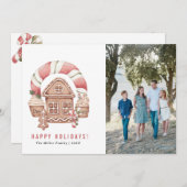 ジンジャーブレッド家族の写真クリスマスカード シーズンカード (正面/裏面)