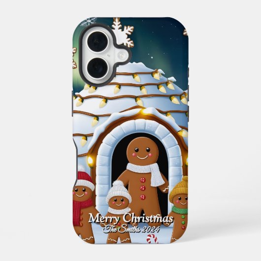 ジンジャーブレッド家族クリスマス iPhone 16ケース (裏面)