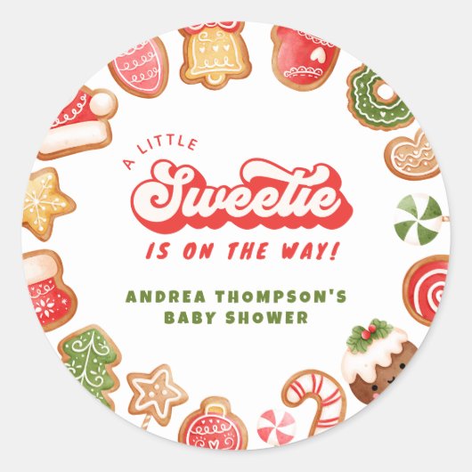 ジンジャーブレッド少し甘いクリスマスの赤ちゃんシャワー ラウンドシール (正面)