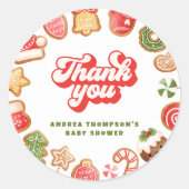 ジンジャーブレッド少し甘い人ありがとう赤ちゃんシャワー ラウンドシール (正面)