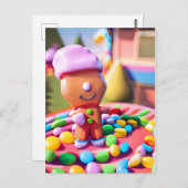 ジンジャーブレッド少年が良く作る – クリスマスアート ポストカード (正面/裏面)