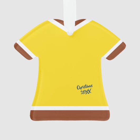 ジンジャーブレッド少年シャツイエロークリスマス オーナメント (裏面)