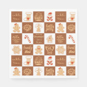 ジンジャーブレッド市松模様にクッキーパターン スタンダードランチョンナプキン (正面)