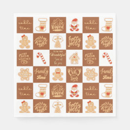 ジンジャーブレッド市松模様にクッキーパターン スタンダードランチョンナプキン