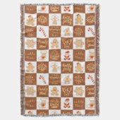 ジンジャーブレッド市松模様にクッキーパターン スローブランケット (正面縦)
