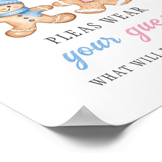 ジンジャーブレッド性別衣服を明らかにする推測サイン ポスター (角)