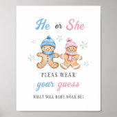 ジンジャーブレッド性別衣服を明らかにする推測サイン ポスター (正面)