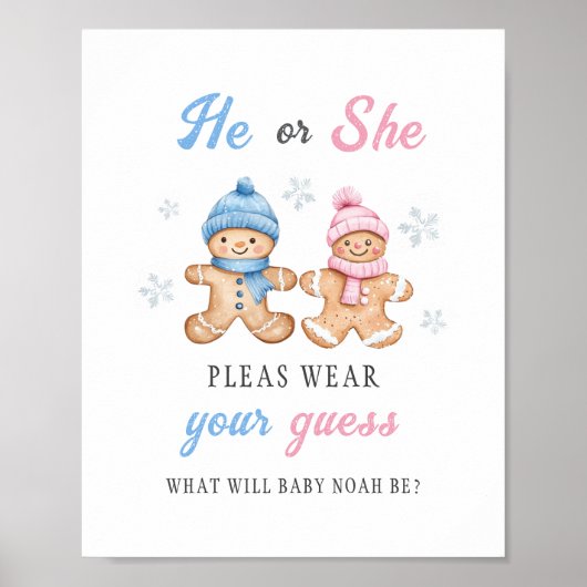 ジンジャーブレッド性別衣服を明らかにする推測サイン ポスター (正面)