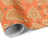ジンジャーブレッド愛クリスマスプレゼントオレンジのシームレス ラッピングペーパー (ロールコーナー)