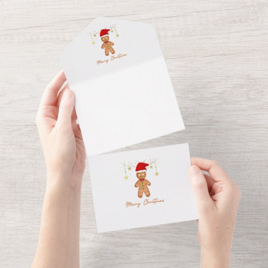 ジンジャーブレッド挨拶クリスマス オールインワン招待状 (貼ってはがせる)