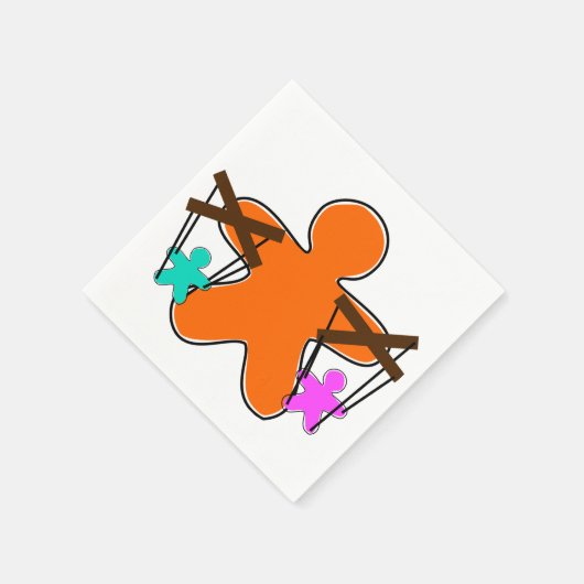 ジンジャーブレッド操り人形マスター制御キャラクター スタンダードカクテルナプキン (角)